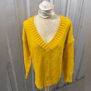 Vibrant Mustard Yellow V-Neck Sweater